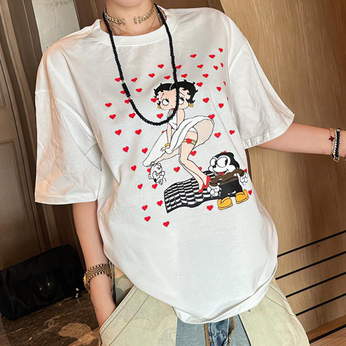 小众设计爱心贝蒂宽松欧洲站上衣