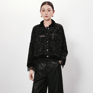 2025年春Outlets专柜 深圳南油NY系列亮片高级感上衣单排扣外套女