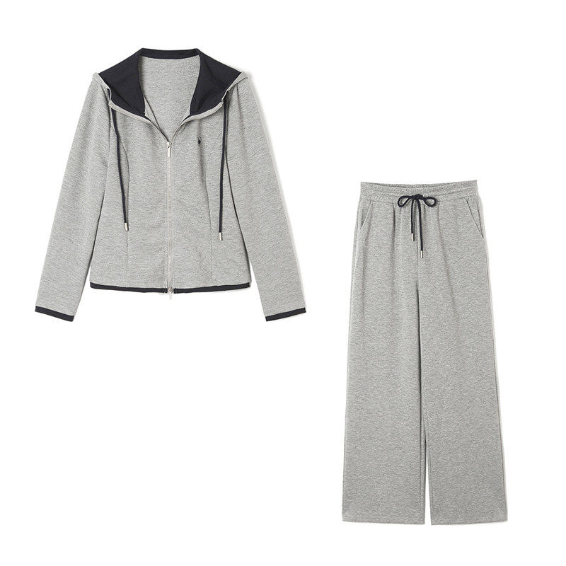 奥莱专柜品牌撤柜正品 GZ春装新款连帽外套+长裤运动风两件套装女