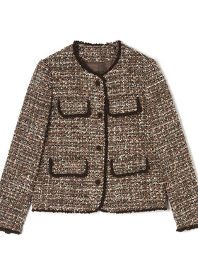 2026年春装Outlets专柜 ZW系列名媛气质长袖上衣单排扣拼色外套女