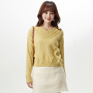 时尚 2025年冬装 Outlets专柜 GMS系列 毛衣女 减龄微弹上衣套头长袖