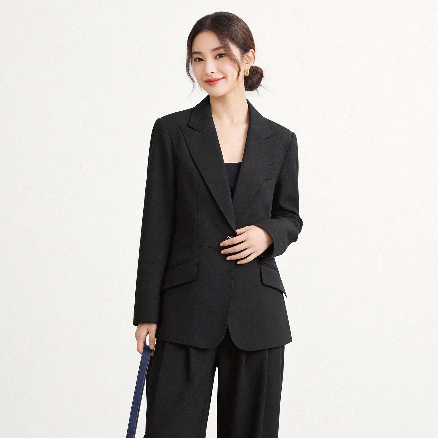 2026年秋Outlets正品 高端ZO系列复古纽扣直筒纯色百搭西装外套女