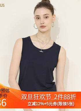 CANVAUS莫代尔工字背心女夏季纯色内搭打底宽松法式无袖圆领上衣