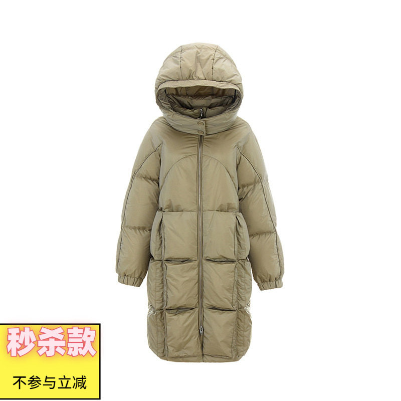 Outlets撤柜正品 JT冬装新款轻柔宽松长款外套白鸭绒龟背羽绒服女