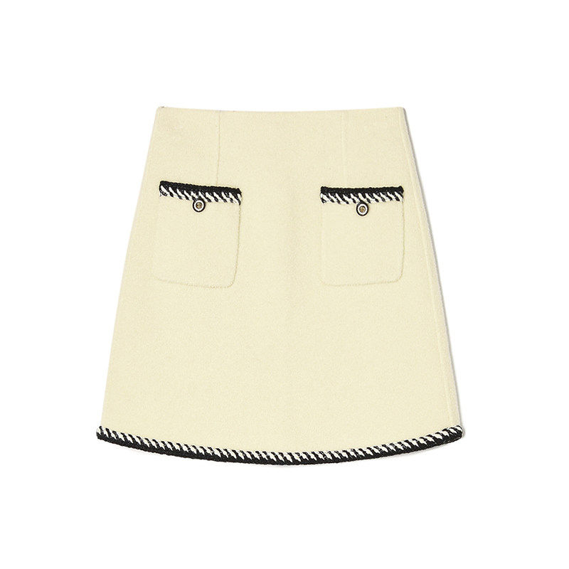 2026年春Outlets正品 高端GM系列含绵羊毛拼色中裙包臀显瘦半身裙