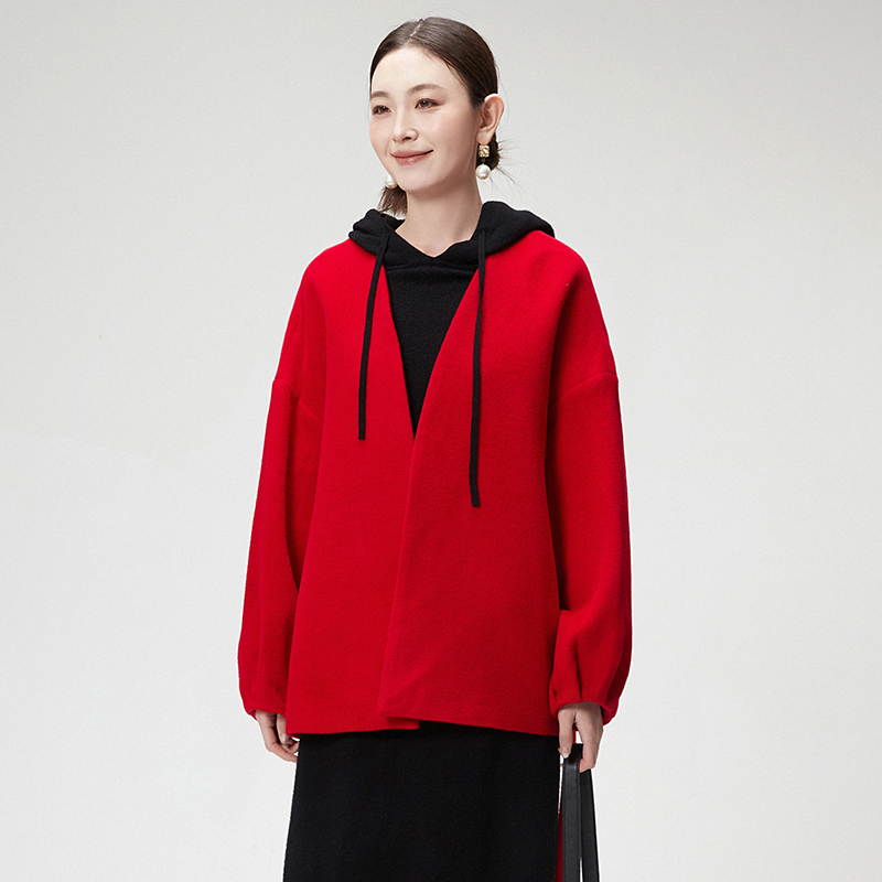 中长款开衫毛呢外套大衣