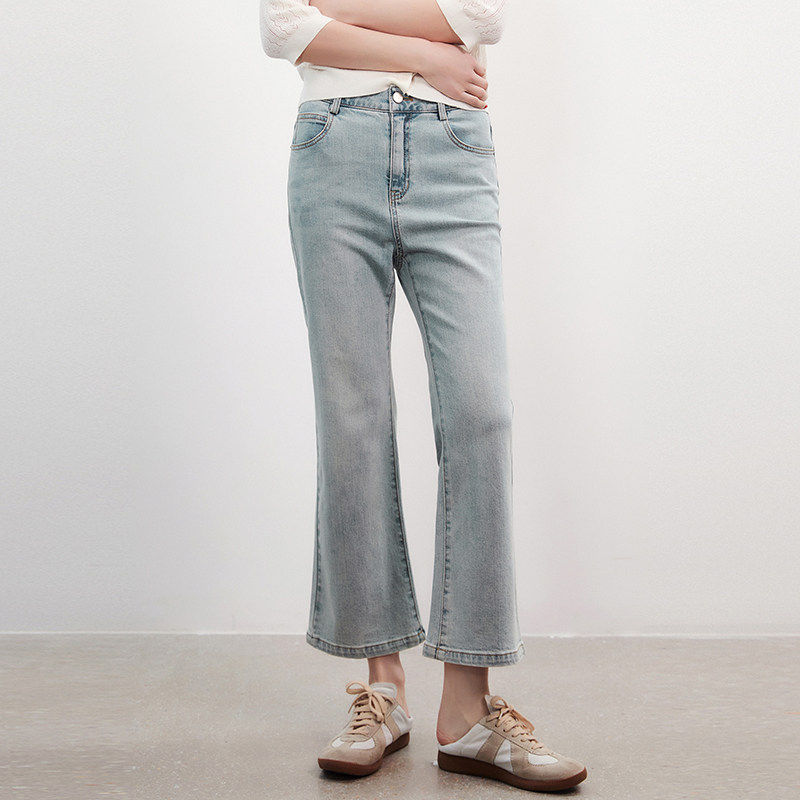 Outlets专柜撤柜正品 UN春装2026新款高腰九分裤水洗颜色牛仔裤女