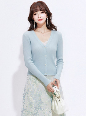 Outlets专柜撤柜正品 CC春装2026新款温柔气质上衣高弹短款外套女