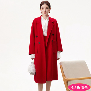 2025年冬Outlets正品 高端SC系列双面尼气质宽松含羊毛羊绒大衣女