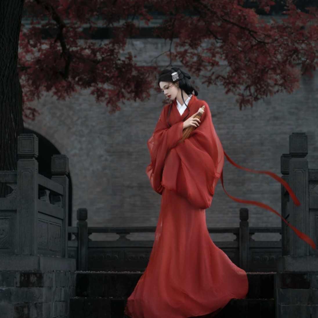 【赤朱】红色战国袍女马山楚墓复原款古风舞蹈服古装直裾拖尾套装