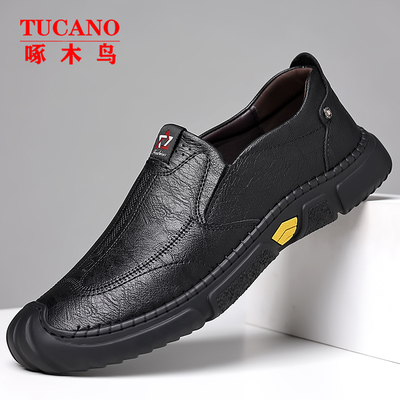 啄木鸟休闲皮鞋男真皮