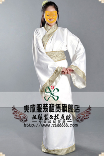 丫鬟古装租赁 白色侍女服装 汉服出租演出服租赁年会表演服装