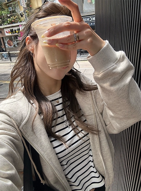 OPS LA MODE 健身伴侣 350G轻运动感燕麦色蝙蝠袖卫衣开衫