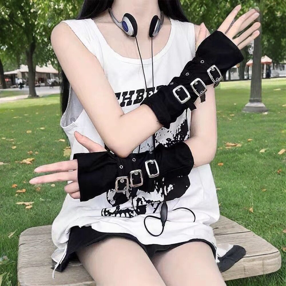 经典复古辣妹拍照朋克露指手套日系原宿cosplay跳舞配饰袖套百搭
