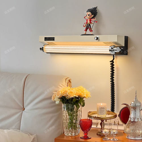 中古壁灯复古怀旧卧室床头客厅工业风可调光免布线长条置物架壁灯