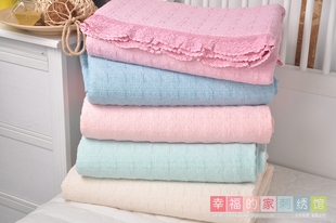 韩国夏季 纯色高档棉麻砂洗棉绗缝夹棉加厚床盖床单老粗布亚麻凉席