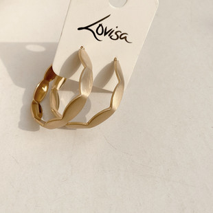 澳洲品牌气质欧美风 新潮哑光金色时髦港风几何耳圈C字设计耳环