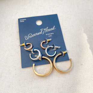 原单设计简约C字耳圈大小渐变套装 Thread Universal 美国潮牌