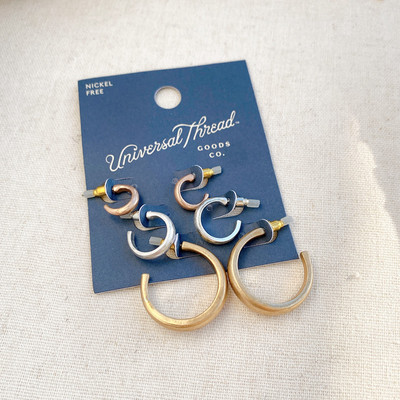 美国潮牌【Universal Thread】原单设计简约C字耳圈大小渐变套装