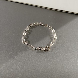 欧美外贸饰品 简约银色链条随形戒指个性新潮小众素圈链指环软戒