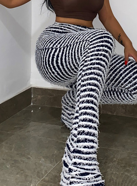 Knitted striped sexy pants Spring fashionable casual pant 裤
