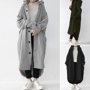 Women's windbreaker coat, women's hooded mid length coat