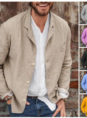 Men's trendy casual loose long sleeved cardigan suit jacket