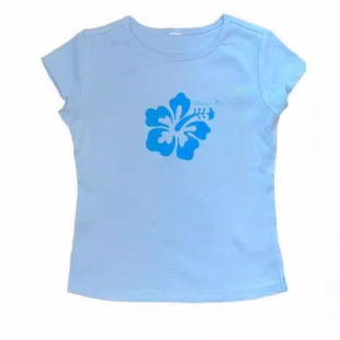 round contrasting neck casual top short comfortable sleeved