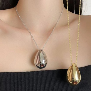 Water droplet smooth pendant necklace sweater chain 毛衣链