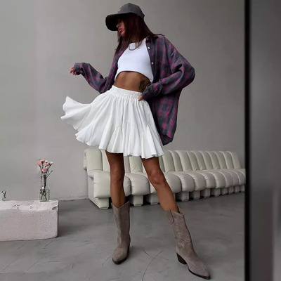 Black fungus edge short skirt mini pleated skirt 迷你百褶裙