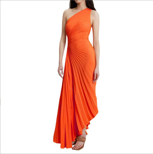 Sexy large size 2xl pleated hollow out long evening dress