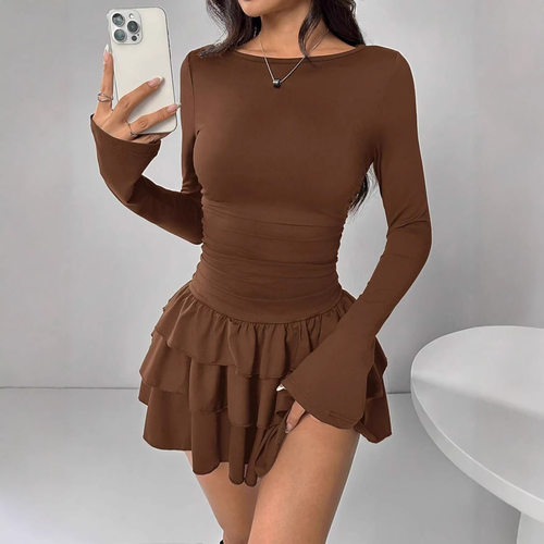 Women's fashion sexy new long sleeved dress 女装长袖连衣裙