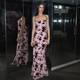 Strap Print Open Back 吊带连衣裙 Vacation Dress Sexy