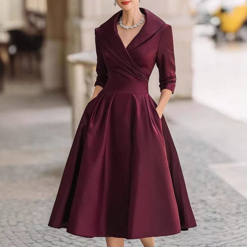 Waist cinching dress slimming and elegant long sleeved skirt