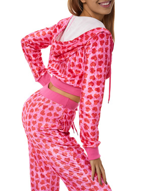 Leopard print long sleeved hoodie casual pants sports set