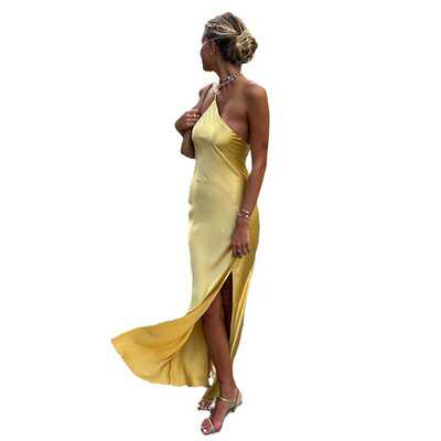 Sexy off shoulder solid color backless long dress 长款连衣裙