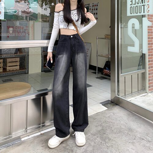high waisted fashion straight leg pants women zippered pants