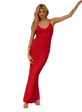 V-neck suspender low cut sexy pleated fish tail dress 连衣裙