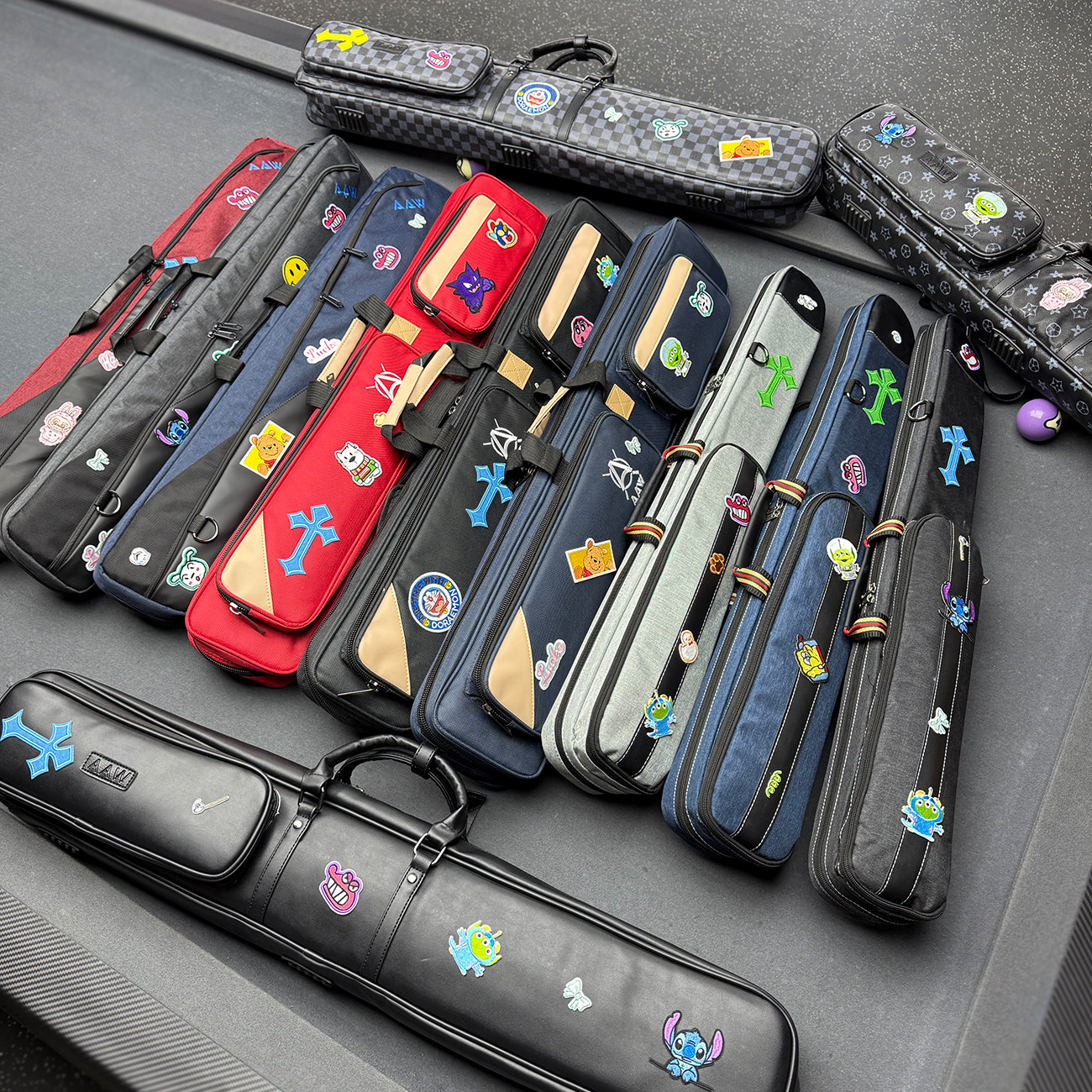 台球杆包九球大头杆包刺绣徽章桌球杆袋软包时尚冲打跳1/2器材套 - 封面