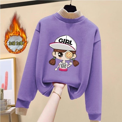 女童卫衣加绒秋冬季保暖打底衫