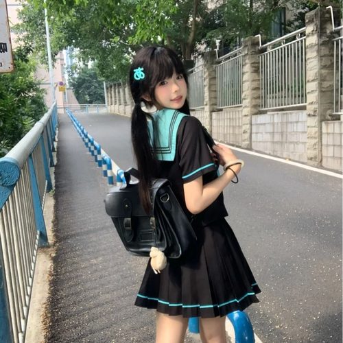 胖MM大码制服【青本绘】原创jk制服水手服夏季日系学院风短袖套装