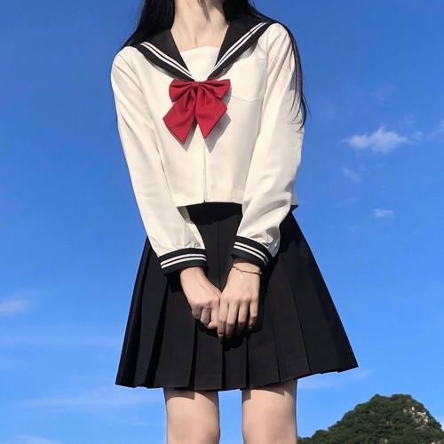 特大码女装微胖MM200斤遮肚白二本黑三本正版套装学生校服JK制服