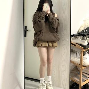 特大码女装微胖MM200斤遮肚学院风毛衣百褶裙两件套jk制服针织