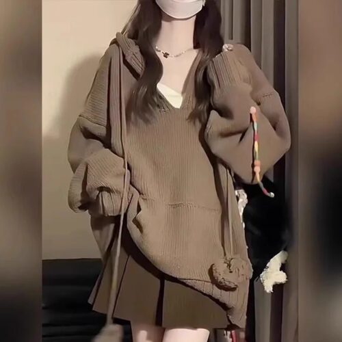 特大码女装微胖MM200斤遮肚秋冬慵懒风毛衣百褶短裙两件套装女