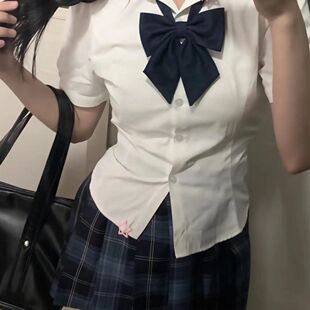 胖MM大码夏季新款三件套jk衬衫学院风百褶裙初小学生校园甜美套装