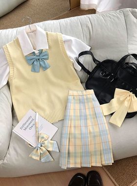 胖MM大码柚月JK制服套装日系学院风甜美马甲背心校供感百搭jk格裙