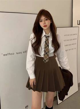 特大码女装微胖MM200斤遮肚学院衬衫衬衣外穿jk制服洋气减龄套装
