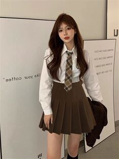 特大码女装微胖MM200斤遮肚学院衬衫衬衣外穿jk制服洋气减龄套装
