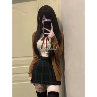 特大码女装微胖MM200斤遮肚JK制服甜辣收腰长袖衬衫原创衬衣套装