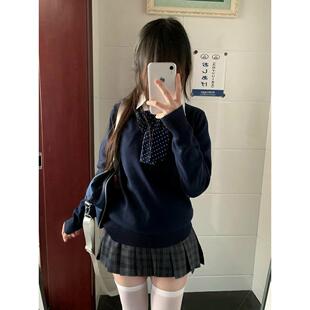 胖MM大码JK学生日系制服套头针织毛衣秋冬叠穿衬衫学院风格裙套装